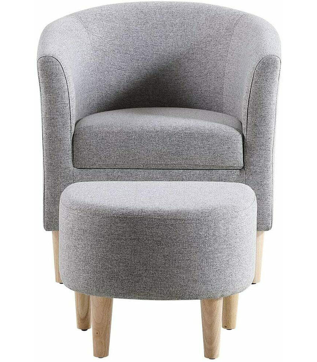 Upholstered 27" Wide Barrel Chair with Ottoman